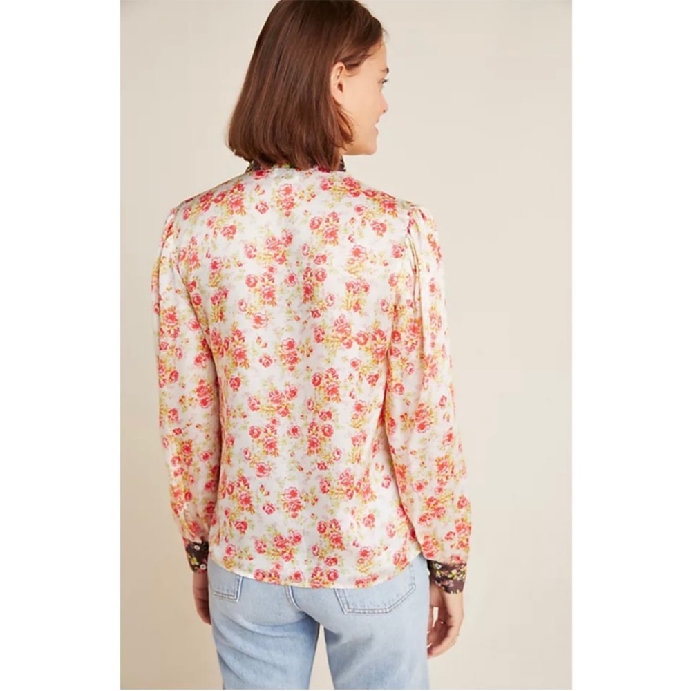 Anthropologie Hemant & Nandita Fatima Floral Button Down Blouse HTF Romantic Top - Picture 3 of 8